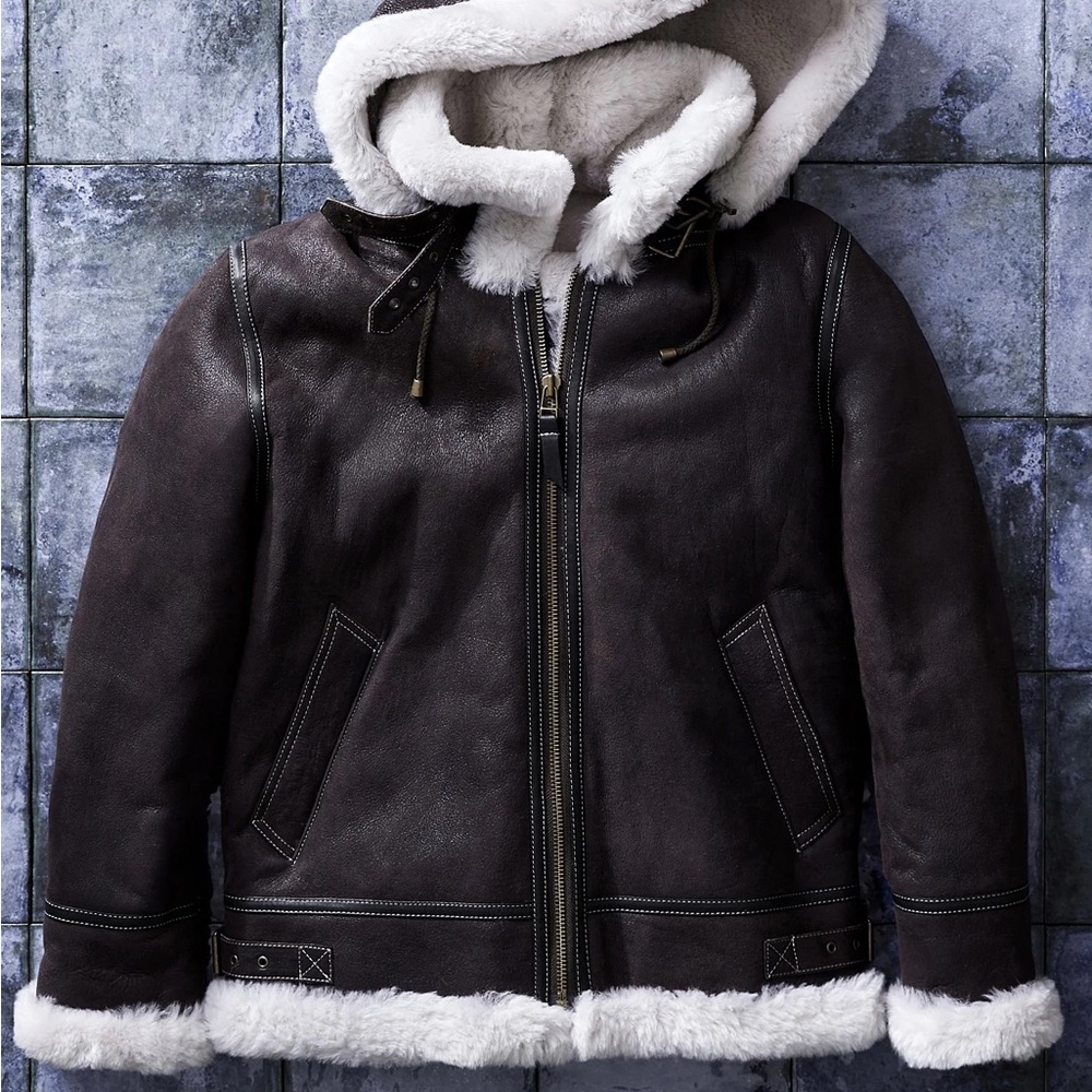 Overland Brown Leather/Sheepskin Bomber Jacket